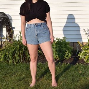 BillBlass Easy Fit raw edge cut high waisted shorts